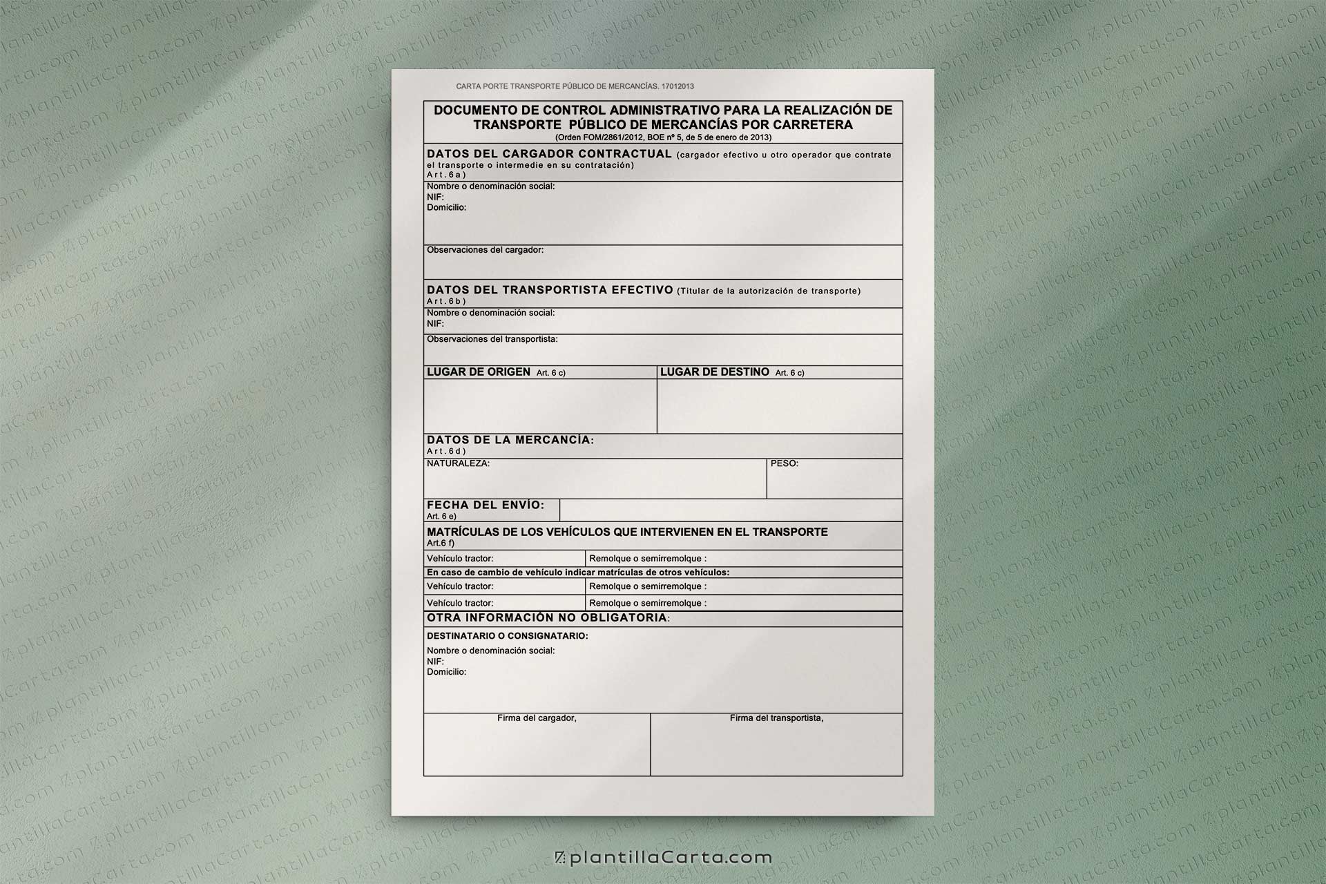 Plantilla carta de porte nacional plantilla carta
